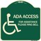 Signmission ADA Access for Assistance Ring Bell W/ New Isa Heavy-Gauge Aluminum Sign, 18" H, G-1818-24352 A-DES-G-1818-24352 - alternate 1